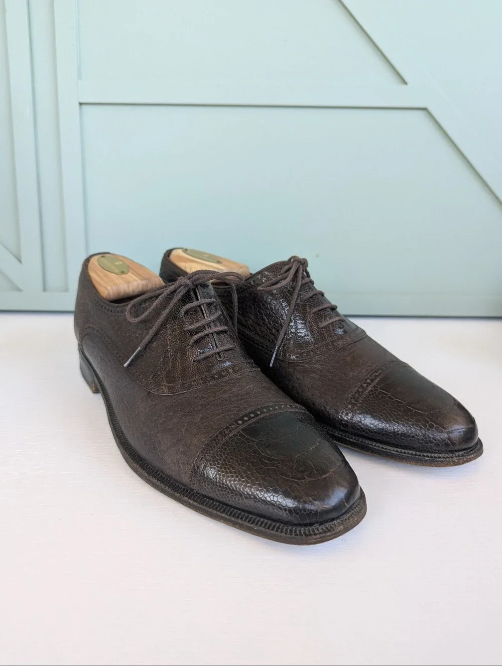 Moreschi Dark Brown Leather Cap-Toe Oxfords